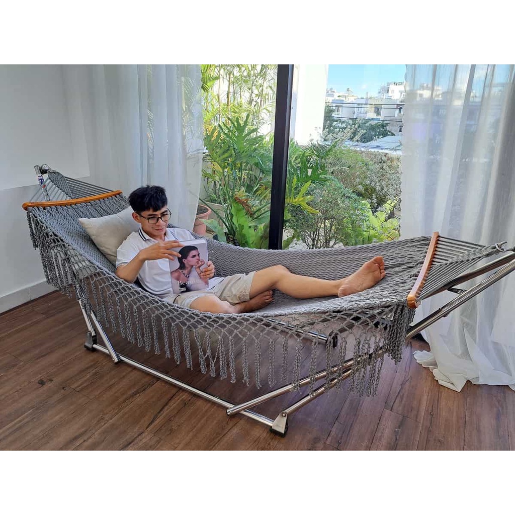BỘ VÕNG XẾP INOX ĐAN COTTON