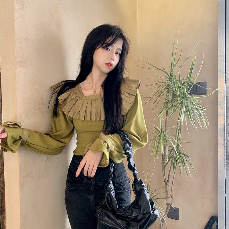 IELGY IELGY Áo Mỏng Thiết Kế Bèo Nhún Cho Nữ