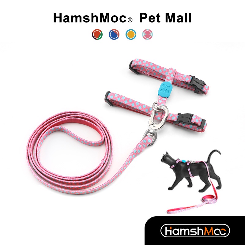 HamshMoc Bộ Dây Dắt Và Dắt Thú Cưng Đi Dạo Bằng Polyester Mềm Mại Họa Tiết Hoa Hamsa Có Thể Điều Chỉnh