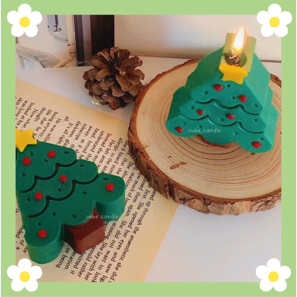 Nến Thơm Tạo Hình Cao Cấp Làm Quà Noel Trang Trí Phòng Hình Cây Thông Giáng Sinh | Oube Candle NTN3