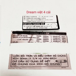 Tem thông số xe Dream .WAVE
