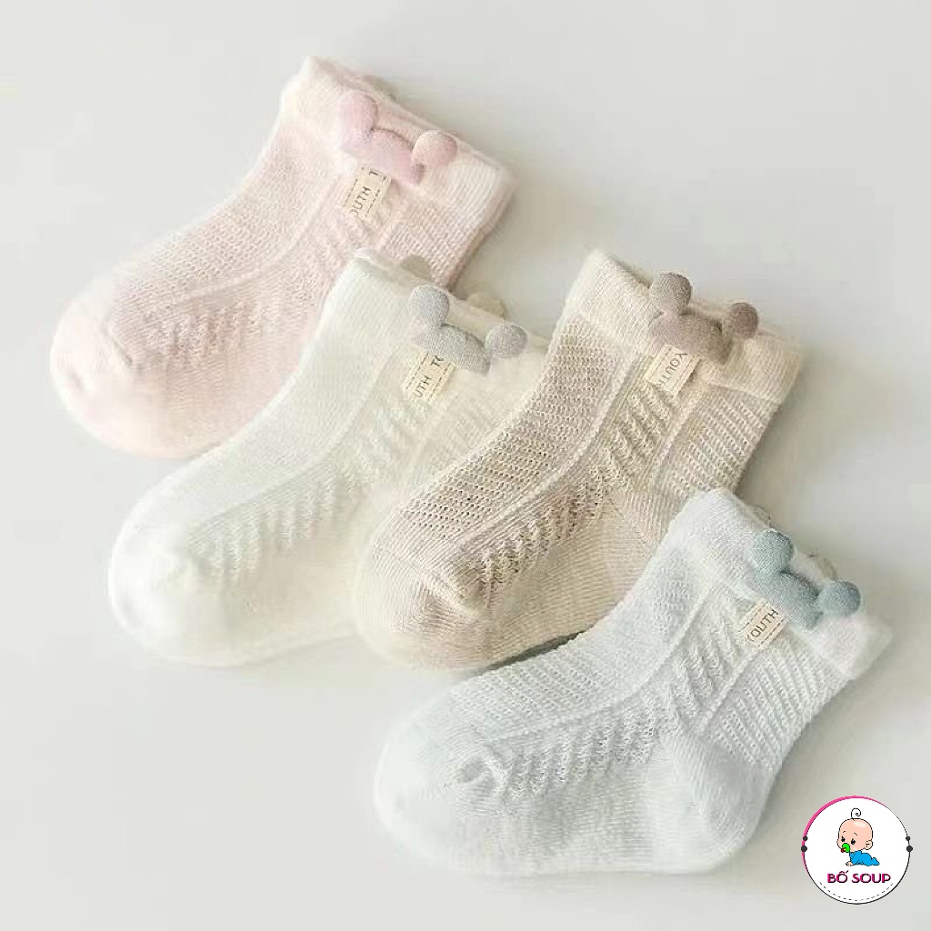 Tất, vớ cotton mềm mại phối lưới thoáng khí họa tiết hoạt hình dễ thương - ảnh sản phẩm 2