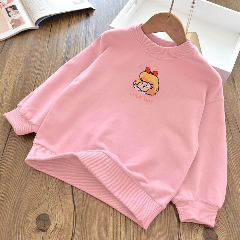 Áo sweater Cổ Tròn Họa Tiết Hoạt Hình Xinh Xắn Theo Phong Cách Xuân Thu Dành Cho Bé