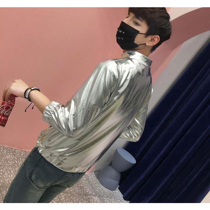 Áo Khoác Bóng Chày Màu Bạc / Vàng Thời Trang Cá Tính Cho Nam