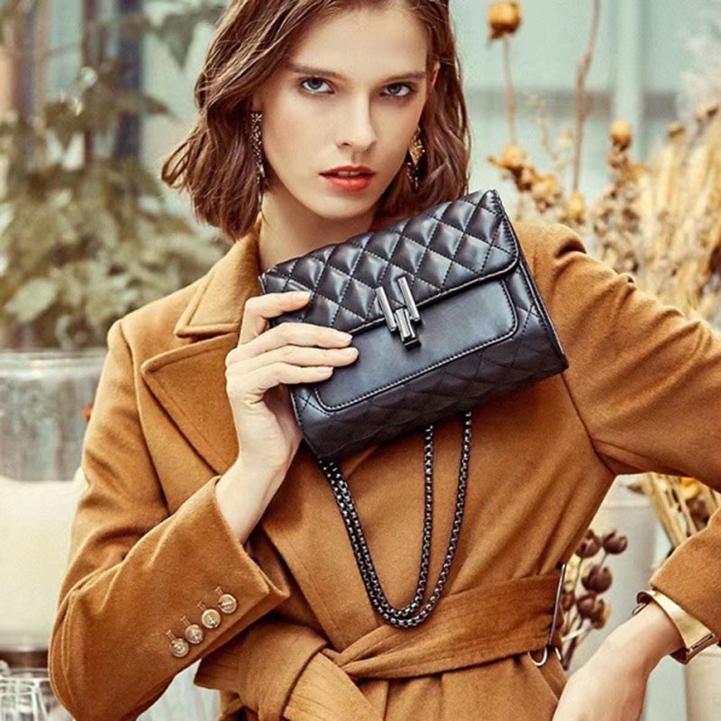 IELGY Túi Đeo Chéo Dây Xích Hình Thoi Thời Trang Cho Nữ