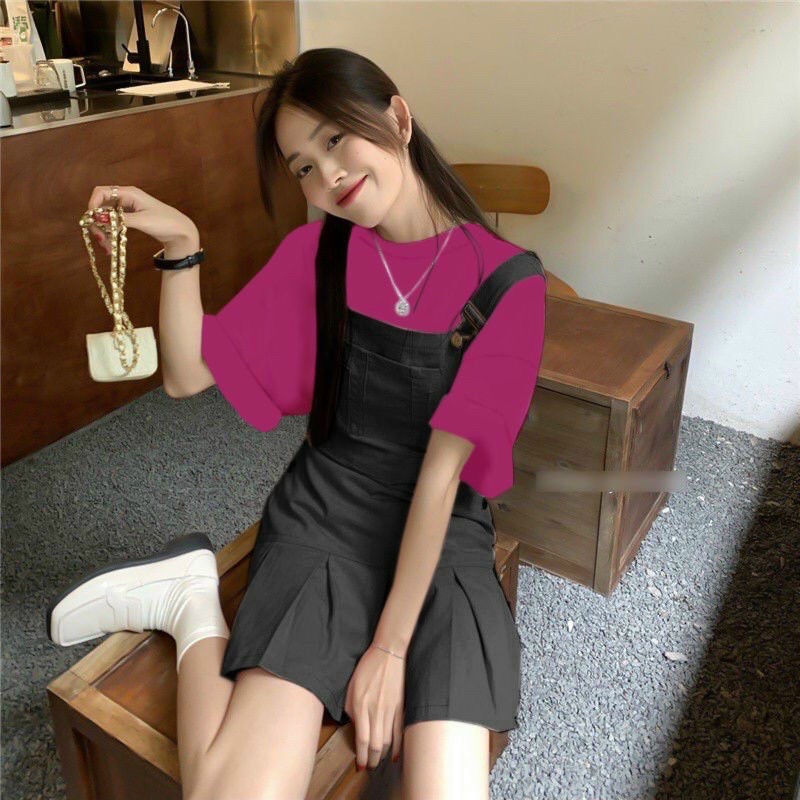 Set yếm chân váy xếp li nữ sinh