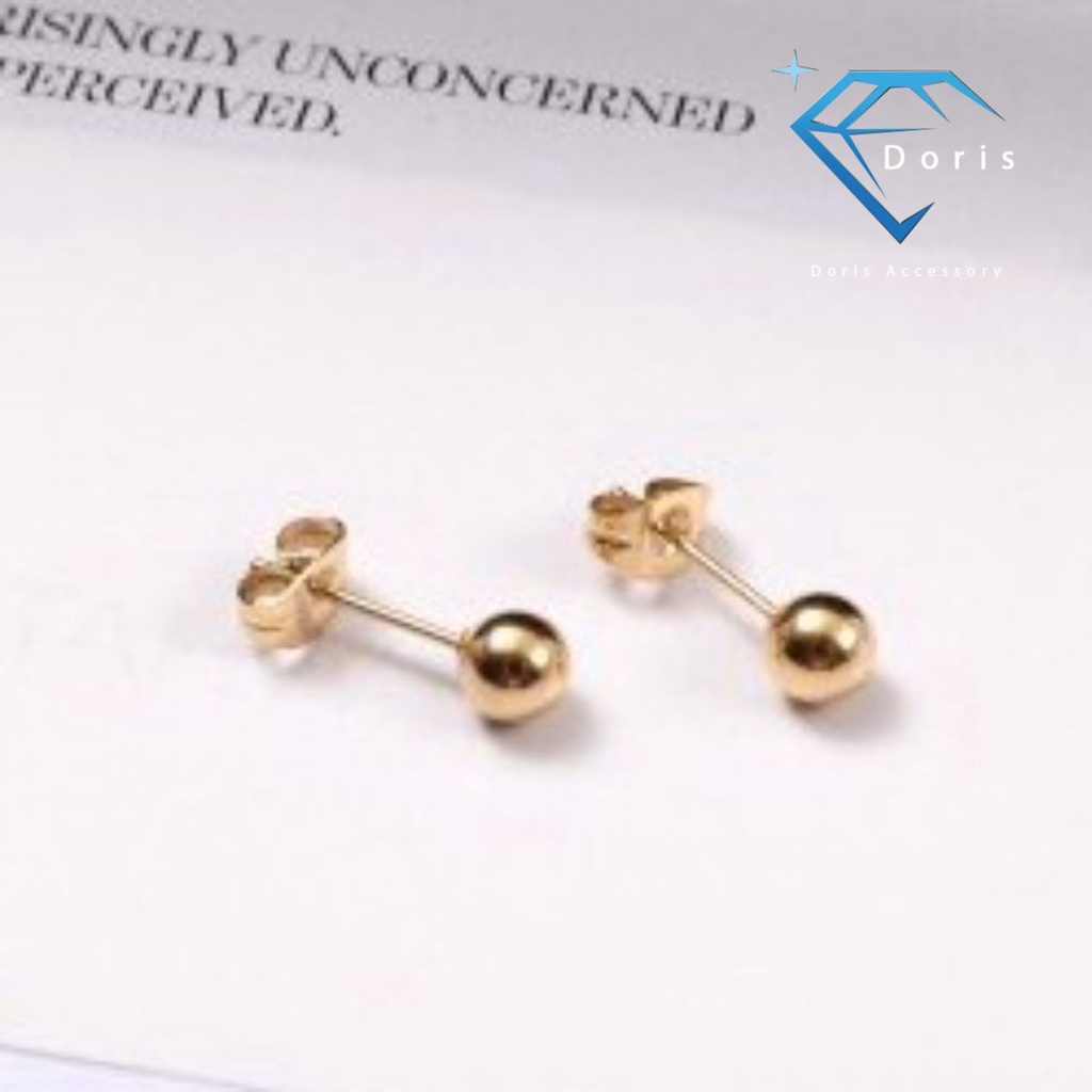 Bông tai nữ Doris titan bi nụ simple Silver / Gold E2-312