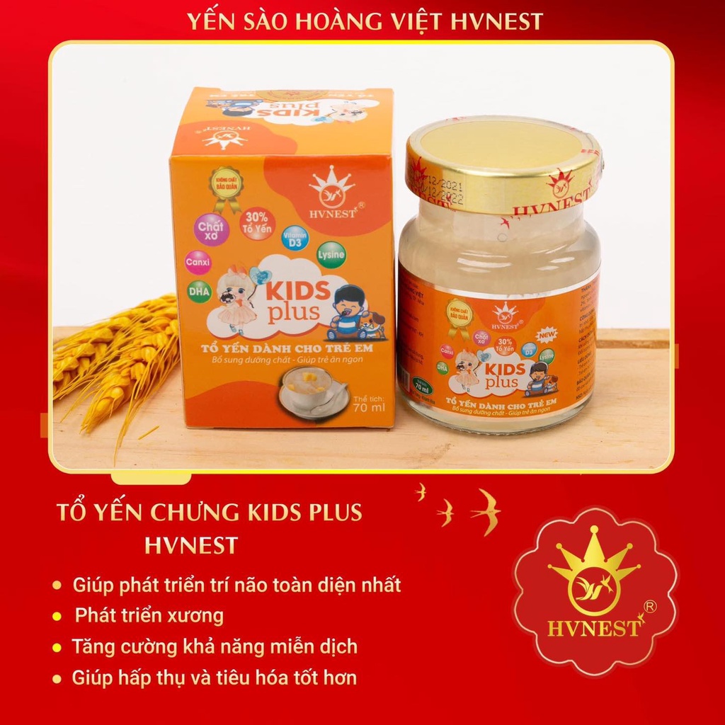 Yến sào HVNEST Kids Plus dành cho trẻ em không chất bảo quản, hũ 70ml