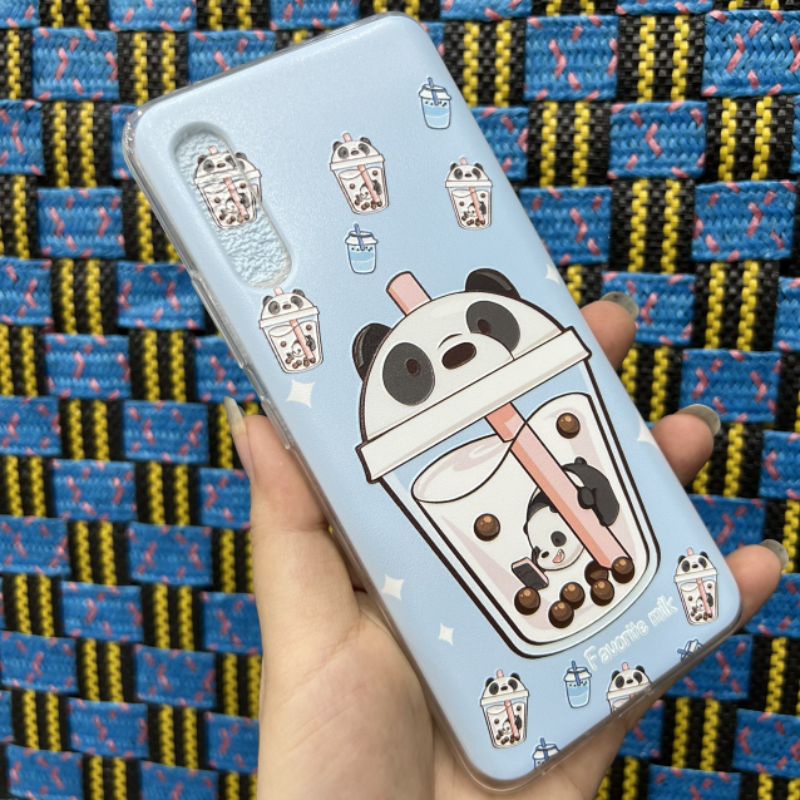 Ốp lưng Samsung A90 5G dẻo trong in hình gấu trà sữa siêu dễ thương
