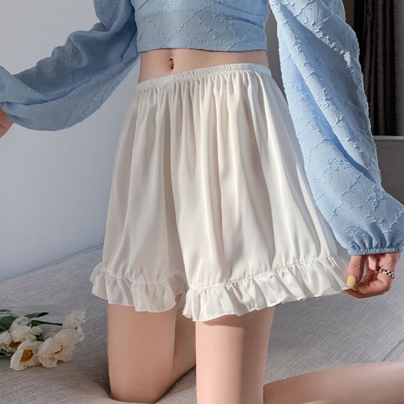 Quần Lót Ngắn Vải Lụa Satin Dáng Rộng Thoáng Khí Không Đường May Thời Trang Mùa Hè Cho Nữ