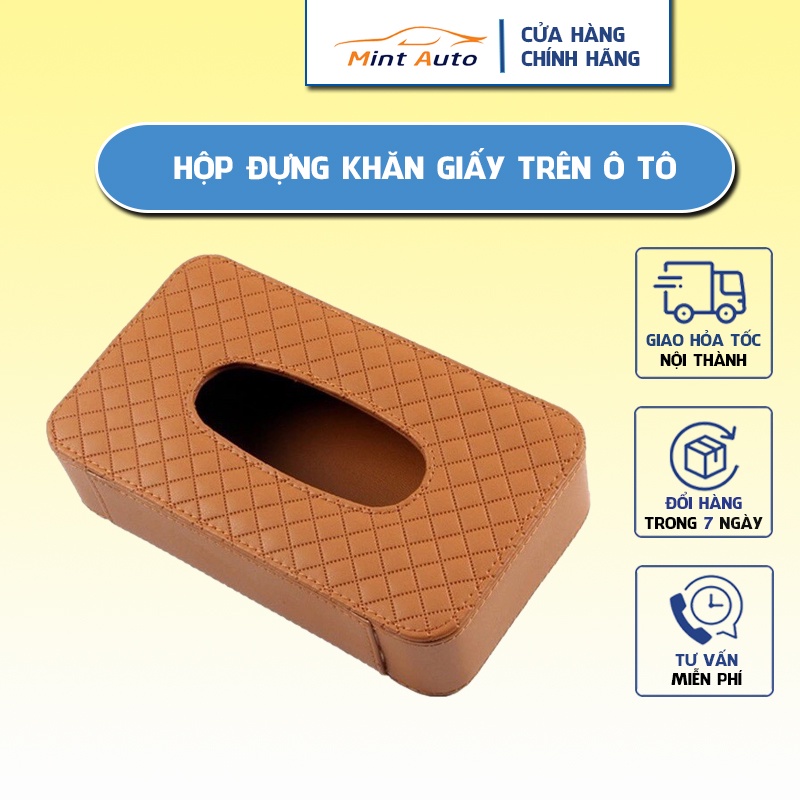 Hộp đựng giấy ăn, khăn giấy trên ô tô bằng da cao cấp - sang trọng