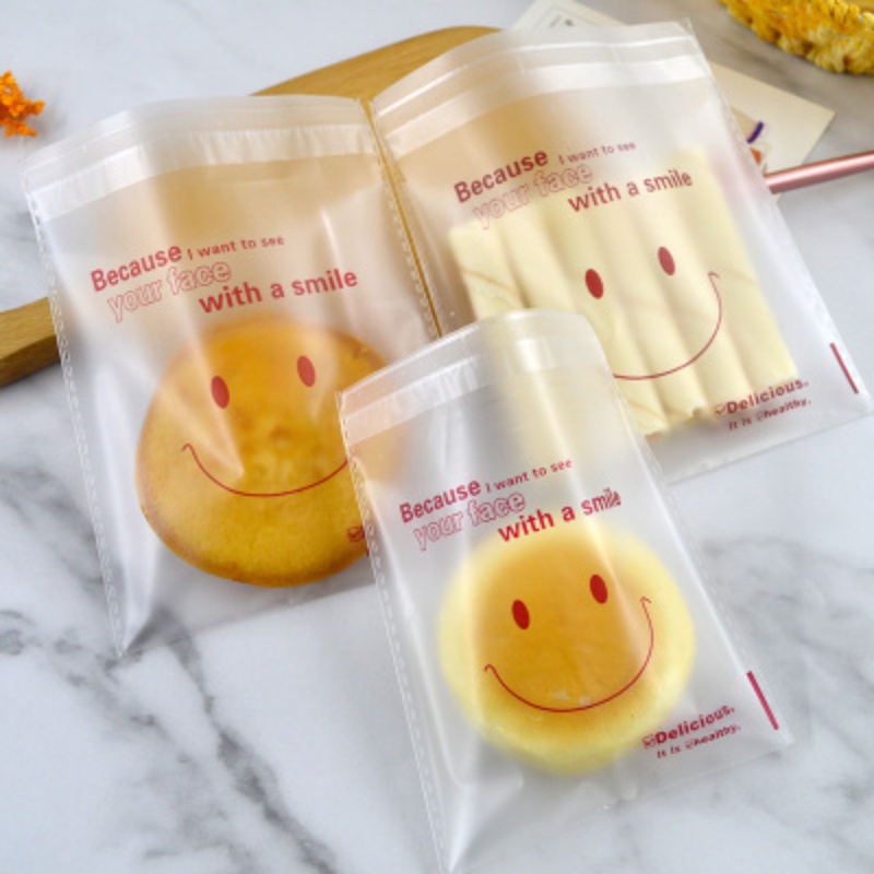 Túi Nhựa Đựng Bánh Quy Tự Dính Họa Tiết Mặt Cười Hoạt Hình Xinh Xắn
