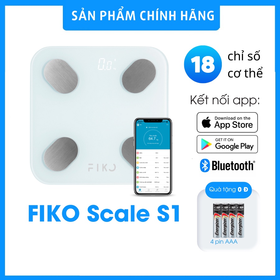 Cân Sức Khỏe Điện Tử Thông Minh 18 Chỉ Số FIKO Scale S1