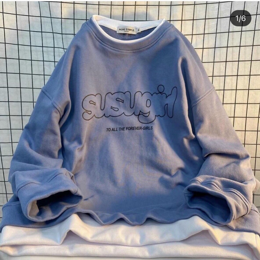 Áo khoác nam nữ nỉ ngoại ko nón sweater in sugus