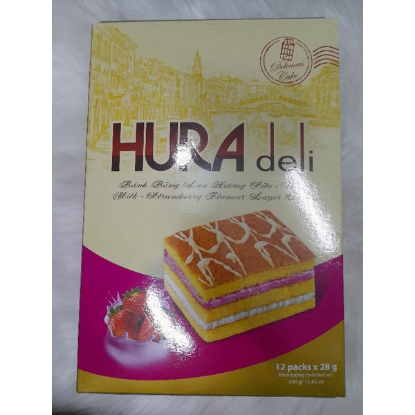 Hộp 336g bánh bông lan HURA deli  Bibica12 cái