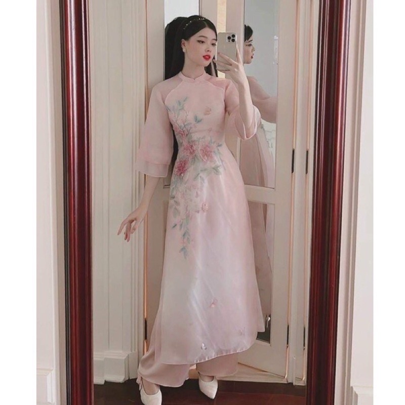 Áo dài tơ oganza 4tà