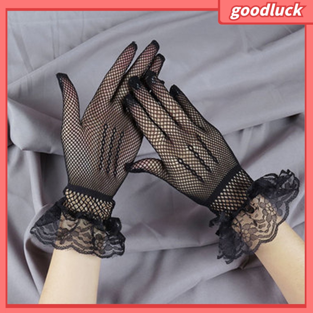 1 Đôi Găng Tay Ren Thoáng Khí Đính Nơ Xinh Xắn Cho Cô Dâu