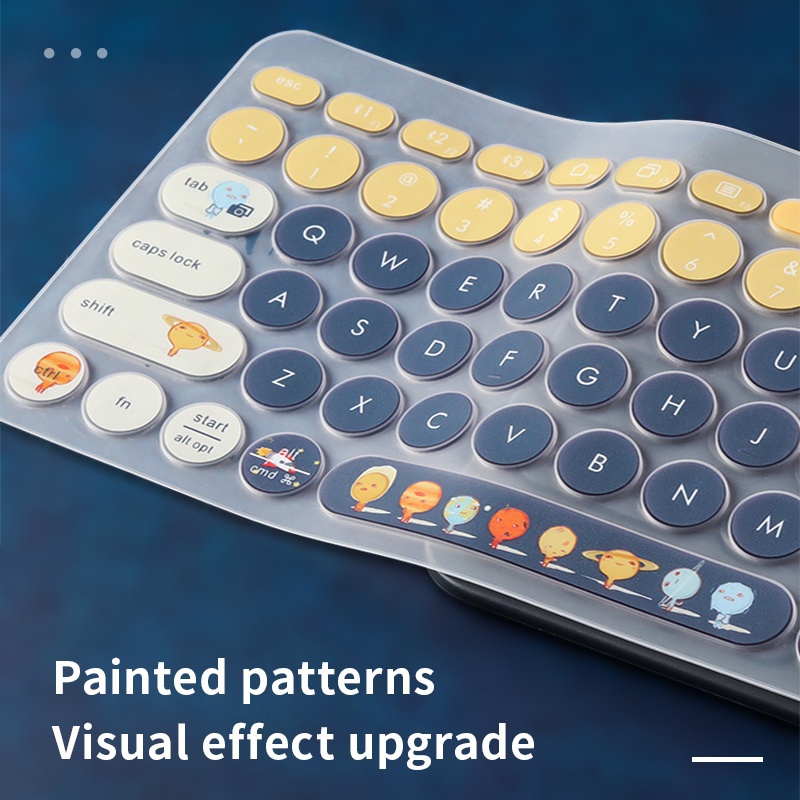 Miếng Dán Bàn Phím Bluetooth Không Dây Logitech K480 K380 Bằng Silicon Chống Nước Chống Bụi Họa Tiết Hoạt Hình