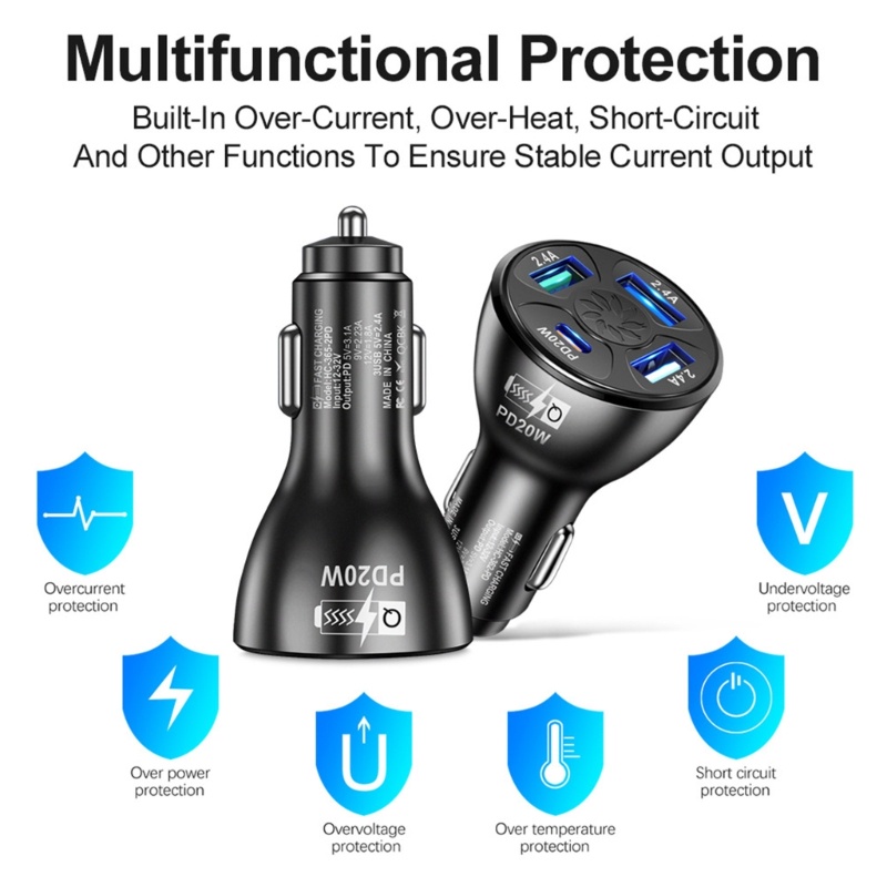 Tẩu Sạc Điện Thoại PD 20W Cổng USB Type C Cho Xe Ô Tô