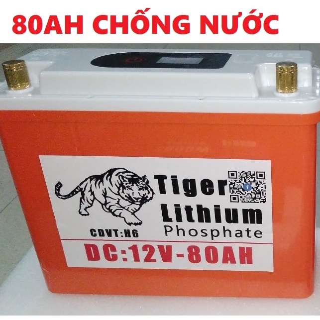 Bình pin chống nước mẫu mới 12V 80Ah .Pin LITHIUM