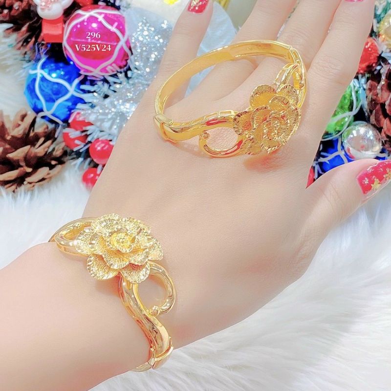 Vòng Tay Nữ Hoa Hồng Mạ Vàng 24K Đeo Như Vàng Y Cao Cấp Lokalo - Vòng Tay Cưới 18.11.22