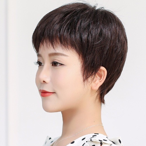 Bộ Tóc Giả Ngắn Thẳng 50 Tuổi Thời Trang Dành Cho Nữ Trung Niên