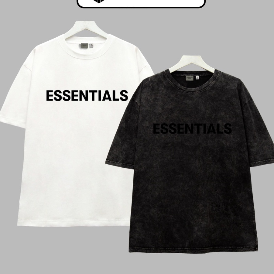 「Mẫu áo hot 2022」 Áo phông ESSENTIALS chữ in cao su nổi, áo thun unisex form rộng