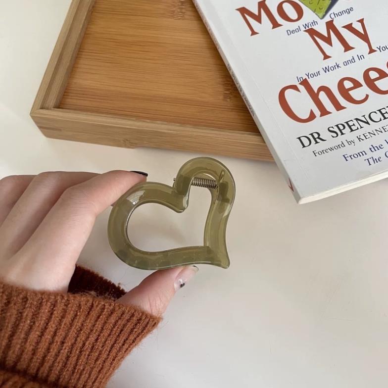 Kẹp Tóc Softie Trong Suốt Hình Trái Tim Phong Cách Hàn Quốc Thời Trang Siêu Hot