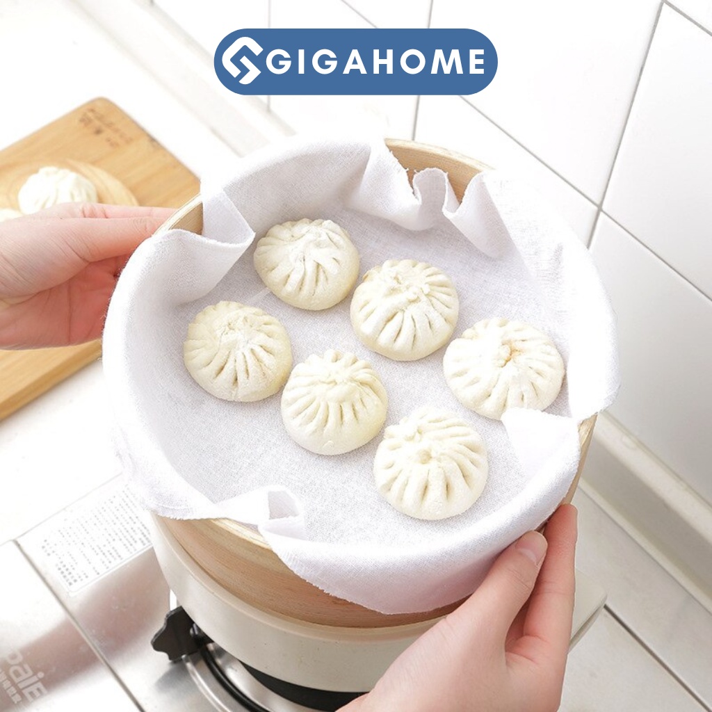 Khăn Vải Cotton Hấp Bánh Bao, Màn Thầu 32cm GIGAHOME Lau Chùi Kính Tiện Dụng 11090