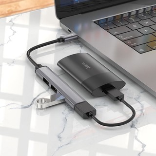 Hub chia cổng USB Hoco HB26 Type-C ra 1 cổng USB 3.0 + 3 cổng USB 2.0
