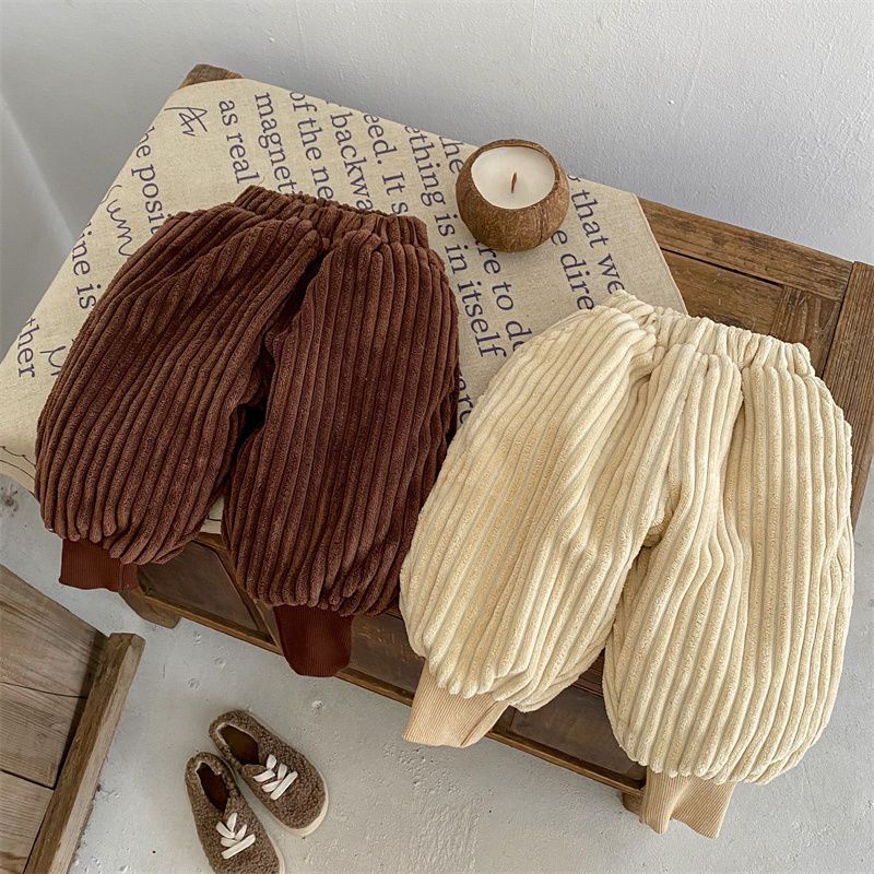 Quần Legging Cotton Lót Lông Cừu Dày Dặn Giữ Ấm Mùa Đông Phong Cách Hàn Quốc Cho Bé