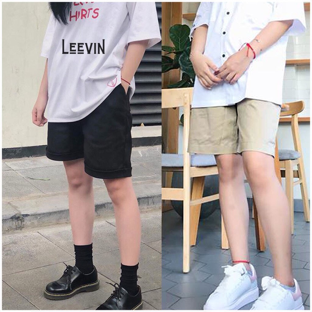 Quần Short Kaki lưng thun nam - Sọt Lững Kiểu Dáng Thể Thao Unisex sáu Màu Đen, Xám.đỏ,rêu.kem,trắng 02x
