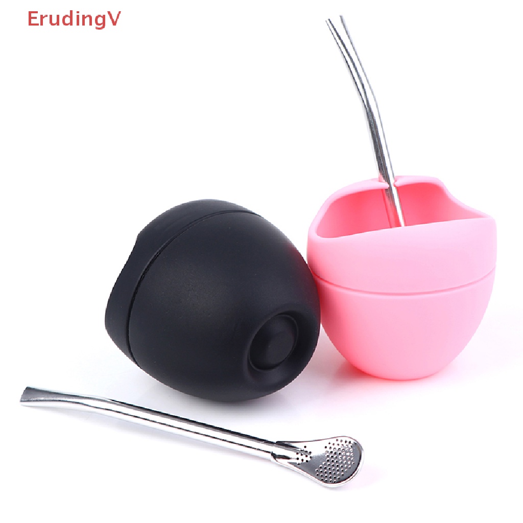 Bộ Cốc Uống Trà Bằng Silicone 5oz Yerba Có Ống Hút