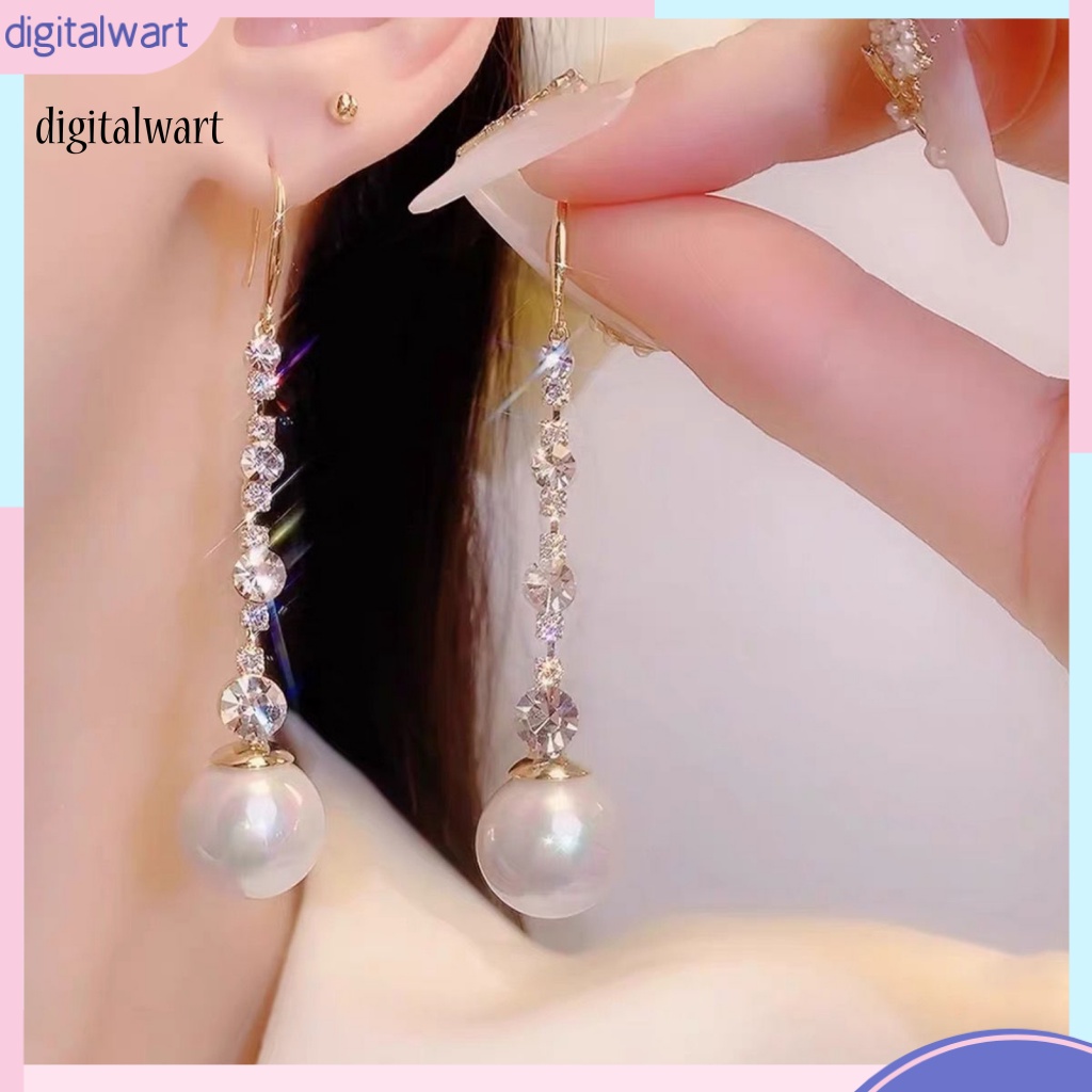 Kỹ Thuật Số| 1 Đôi Bông Tai Dài Đính Đá Thanh Lịch Dành Cho Nữ