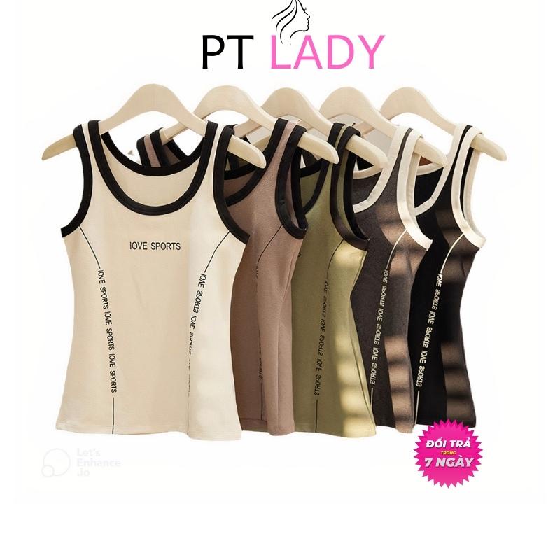 Áo ba lỗ thể thao tập gym dáng dài cotton nỉ cao cấp mặc thoải mái thoáng mát PT Lady BRA 225