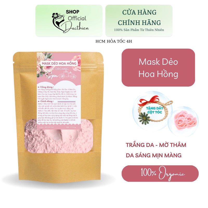 100g Bột Nạ Dẻo Hoa Hồng - Mask Dẻo Hoa Hồng Chuyên Spa Chăm Sóc Da, Dưỡng Trắng, Săn Chắc Da