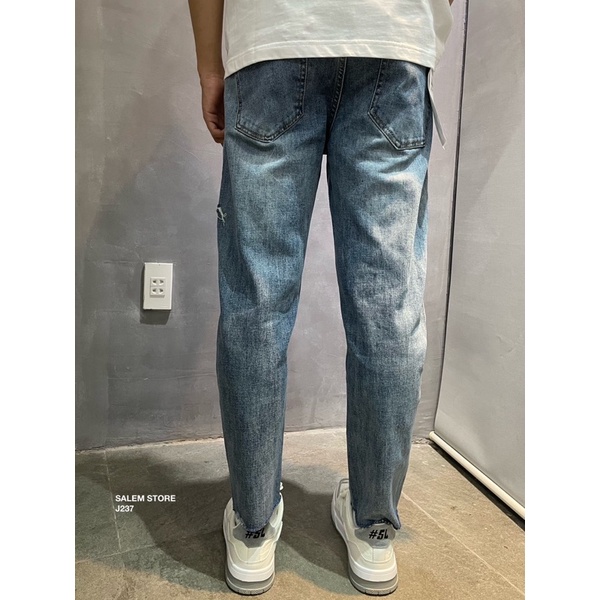 Quần Jeans Nam 237 form Slimfit Xanh Lơ Cắt Đùi TO DO WITH Trái Lai Cắt