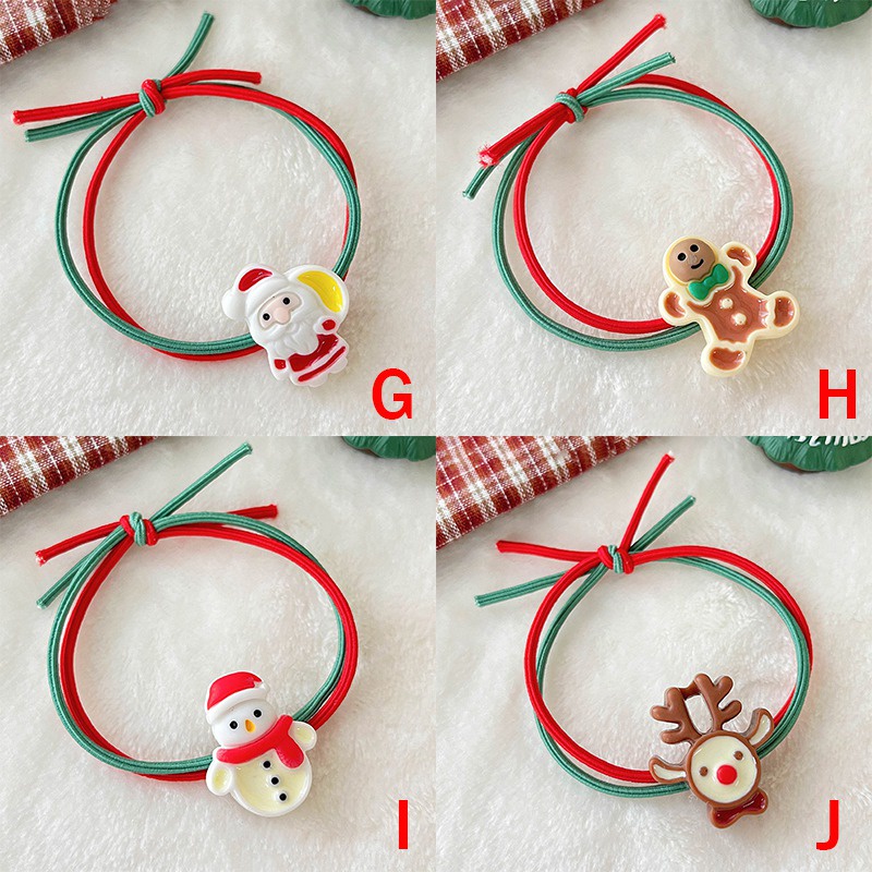 Dây Cột Tóc Hai Sợi Màu Sắc Ngọt Ngào Phong Cách Giáng Sinh