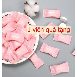 Quà tặng là 1 viên khăn mặt nén hình viên kẹo đắp mặt.