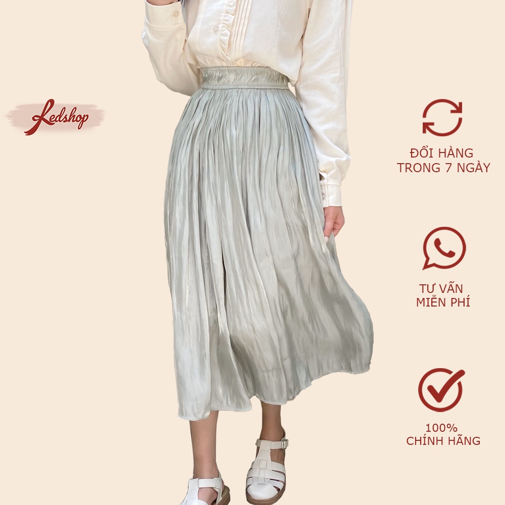 Chân váy xếp ly óng ánh dáng dài dạo phố, công sở phong cách Hàn Quốc Red Shop 29641