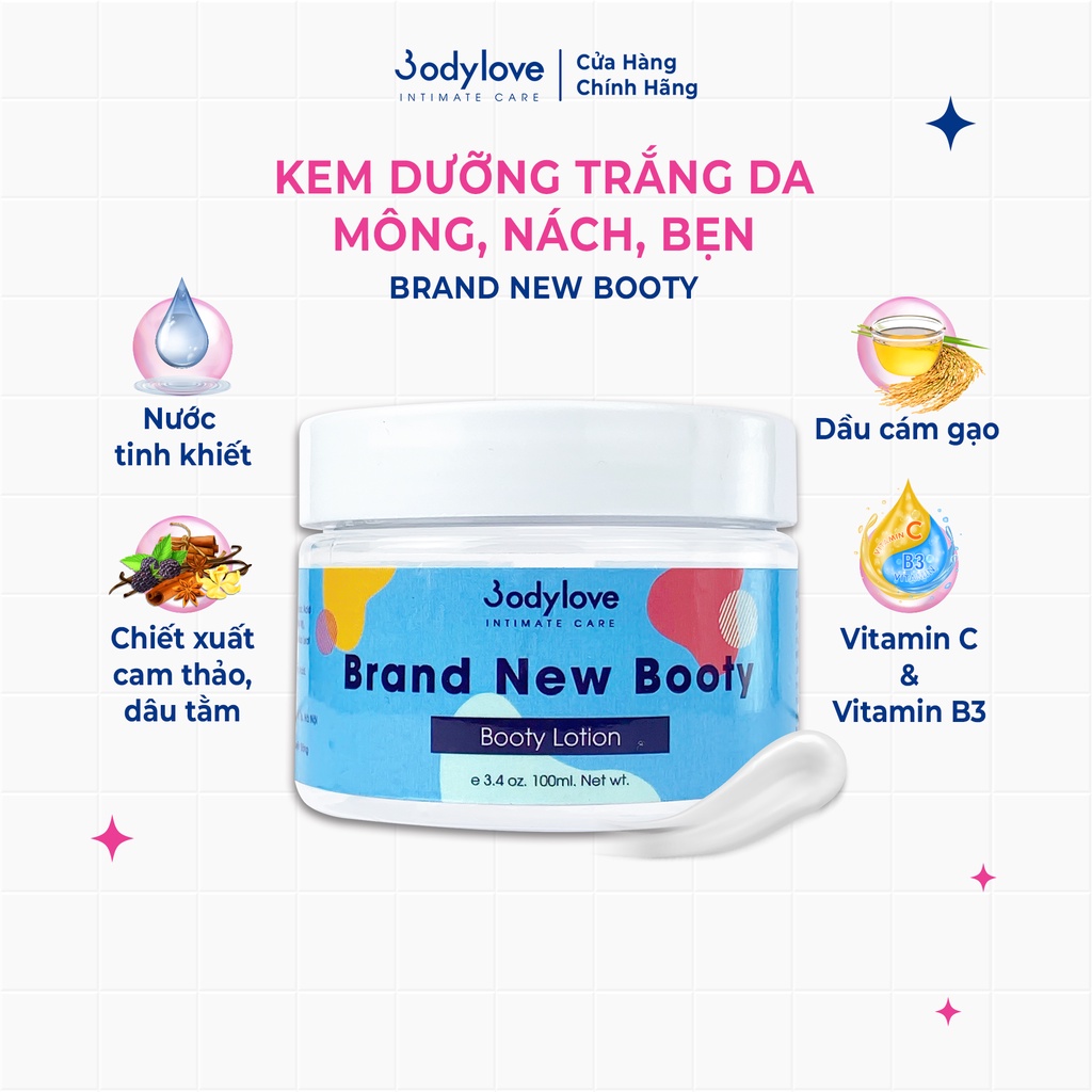 COMBO 1 hũ tẩy tế bào chết + 1 kem dưỡng trắng da mờ thâm mông, nách, bẹn, đầu gối BODYLOVE Brand New Booty lotion | BigBuy360 - bigbuy360.vn