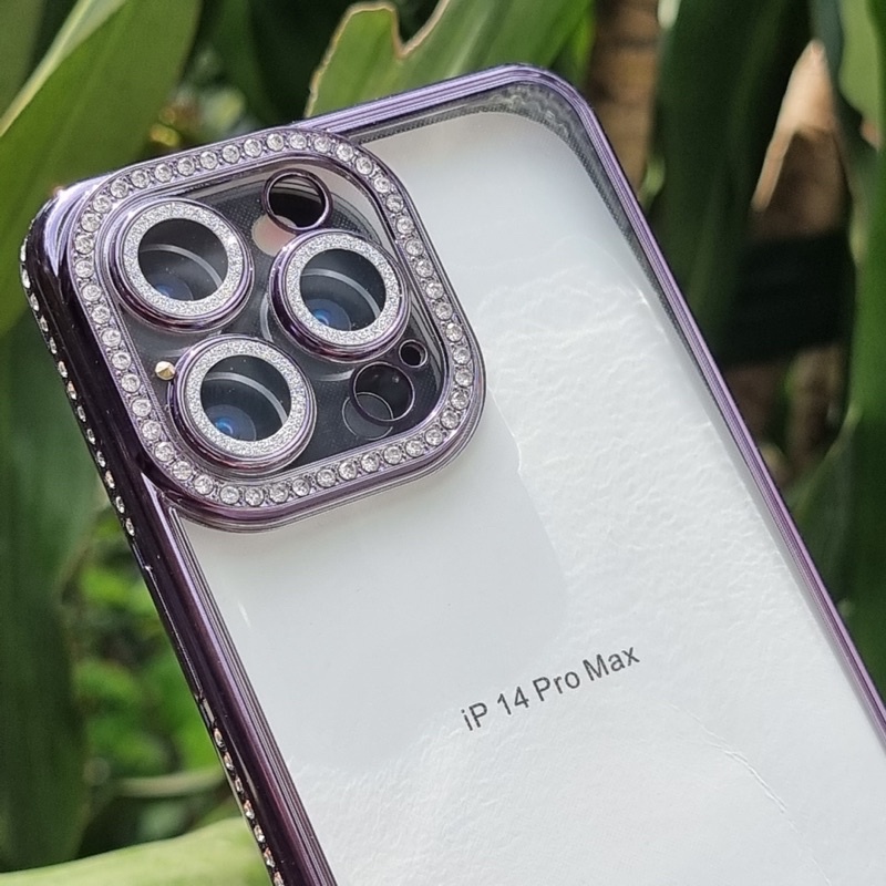 Ốp lưng Meruyi viền màu đính đá camera gắn nhũ cho iPhone 14 Pro Max, 14 Pro, 14 Plus, 13 Pro max bảo vệ camera siêu nổi