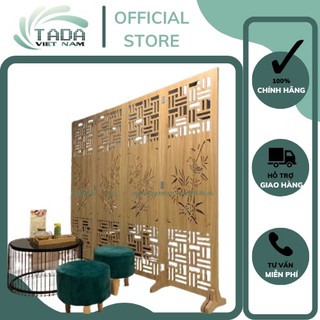 (3- 4 tấm) Vách ngăn phòng bình phong hoạ tiết cây trúc CNC bằng chất liệu gỗ MDF thương hiệu TADA (TD959)