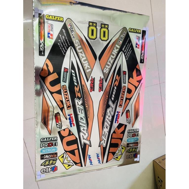 DECAL PVC 5 LỚP CHẤT LƯỢNG CAO Tem rời raider cam đen chất liệu Crom cao cấp