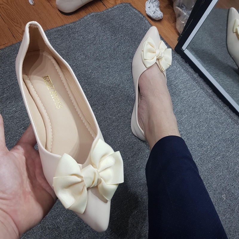 giày búp bê bigsize, ngoại cỡ nữ size 40 41 42 43 44 gắn nơ 6cánh - eo thấp