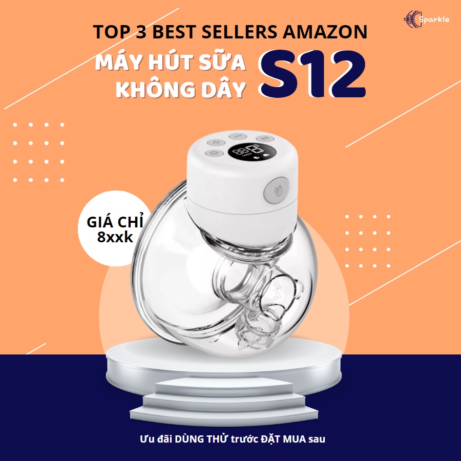 Máy hút sữa rảnh tay không dây Sparkle S12 - Top 2 Máy hút sữa Best sellers Amazon