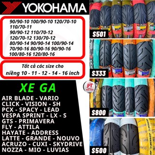 Vỏ Yokohama xe ga Air Blade Vision SH PCX Nouvo Primavera Sprint GTS. Lốp Yokohama Ninja - Samurai - Speedline 501 500