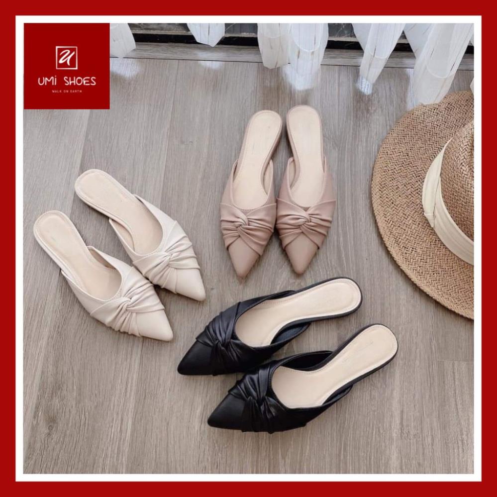 Sục nữ mũi nhọn mix xoắn CRA đế bệt ôm chân kiểu mới hot trend dễ đi nhẹ nhàng đơn giản màu đen/trắng/nude đẹp bền