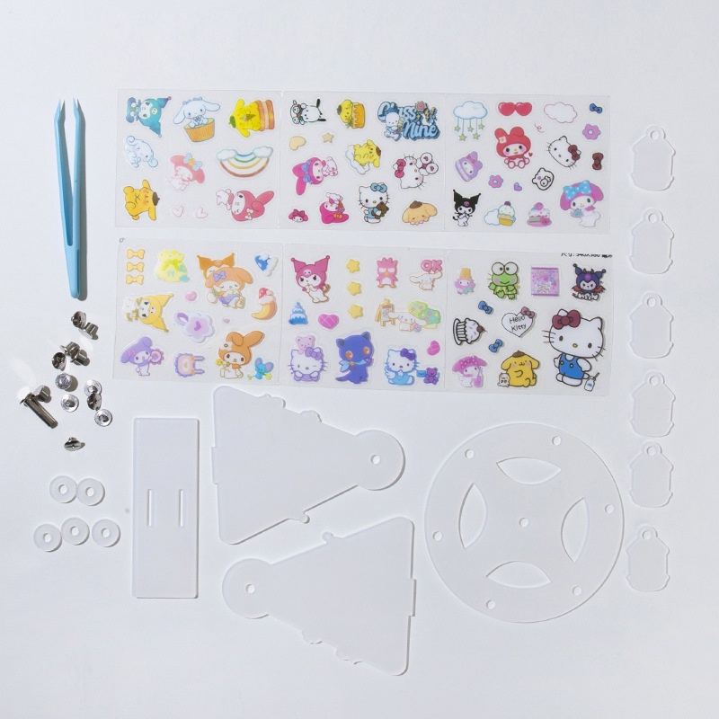 SANRIO Bộ Giá Đỡ Hình Vòng Đu Quay Goo Melody Kuromi Bằng Acrylic Đáng Yêu DIY