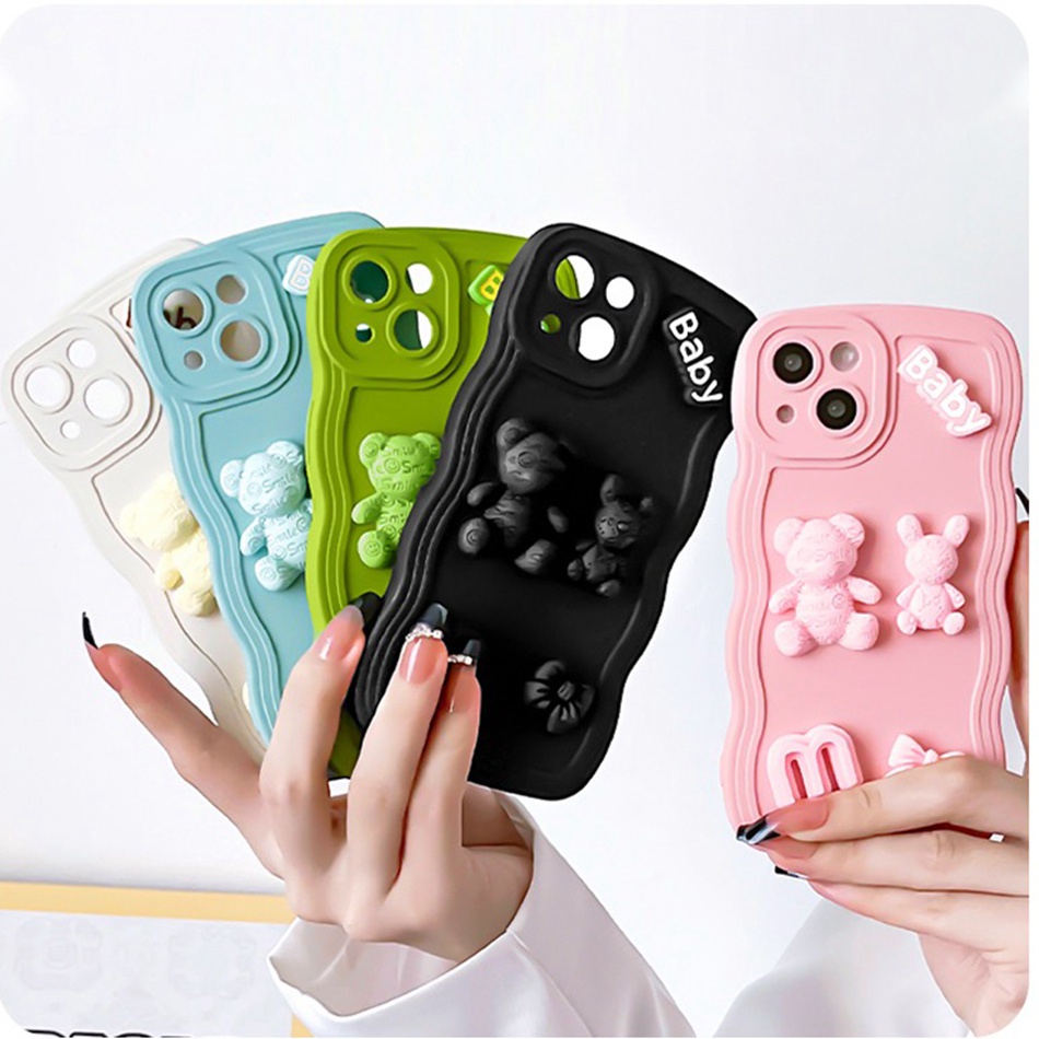 Ốp Điện Thoại Silicon Dẻo Hình Gấu 3D iPhone 14 13 11 12 Pro MAX Mini 6 6s 7 8 Plus 7plus 8plus 6plus 7 + 8 + X XR XS MAX 11Pro